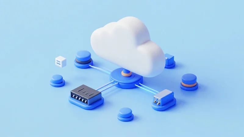 Isometric 3D model of a reconfigurable optical network infrastructure.
