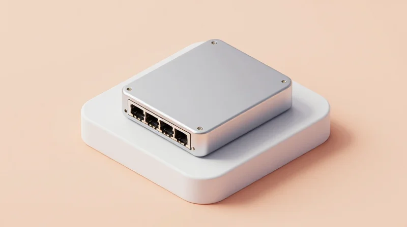 Operational Complexity: The 'Spare Part' Revolution Isometric 3D model of a single universal optical module representing simplified inventory.