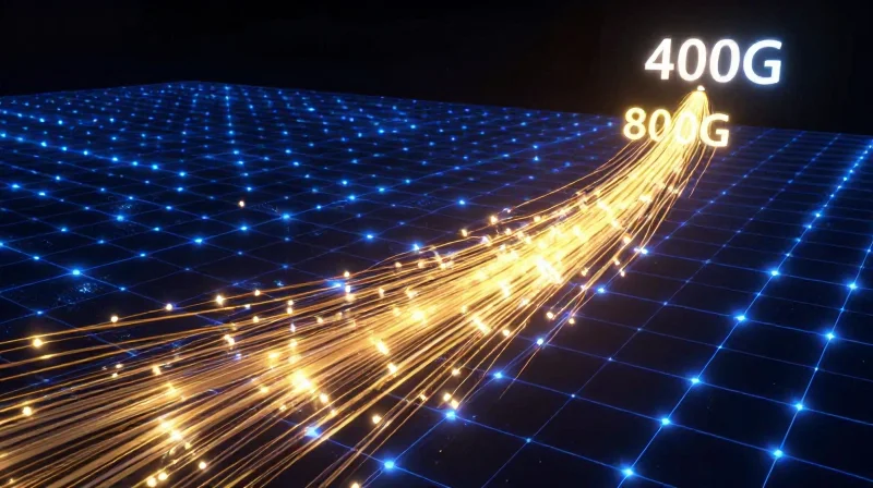Scalability and Future-Proofing: Preparing for 400G and Beyond Glowing digital grid and high-capacity fiber optic lines symbolizing future network scalability.