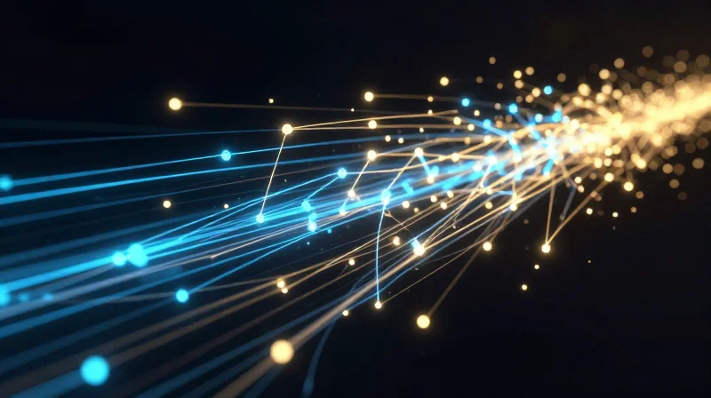 Latency Benchmarks: Meeting the URLLC Mandate Abstract visualization of high-speed data flow representing ultra-low latency.