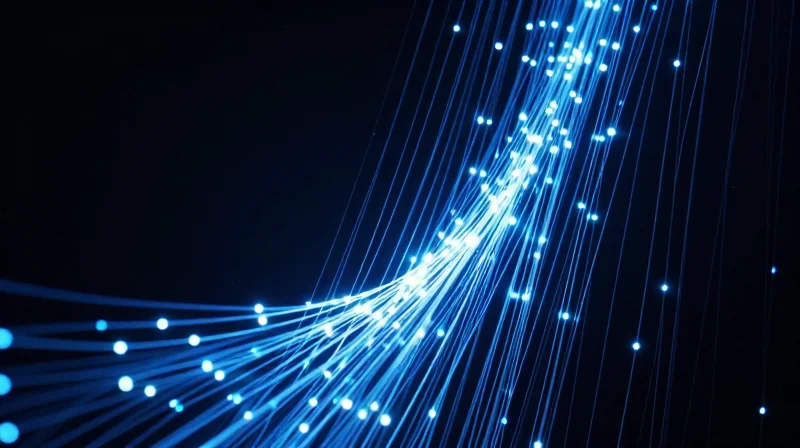 Future-Proofing Your Network for 6G and Beyond Abstract visualization of ultra-fast light signals and data nodes moving towards a horizon, symbolizing future 6G technology.