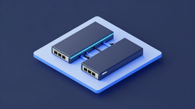3D isometric illustration of redundant supervisor modules in a networking chassis.
