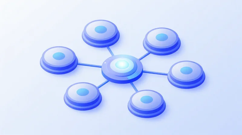 The Strategic Importance of Peering and IXPs A network of connected nodes representing different internet service providers exchanging data at a central IXP point.