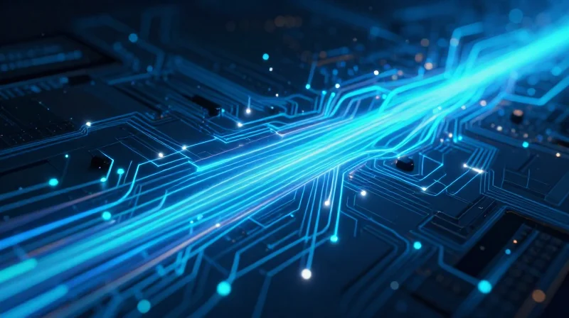 Mitigating Latency with Intelligent Traffic Engineering Abstract visualization of high-speed digital light trails representing efficient data traffic flow.