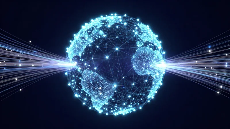 Dynamic Scaling: Meeting Global Bandwidth Demands A futuristic digital sphere expanding with glowing nodes and connection lines to symbolize bandwidth growth.