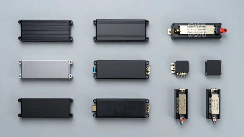 Defining Network Optimization Modules for ISP Scale A flat lay arrangement of various optical networking components and modules for ISP scaling.