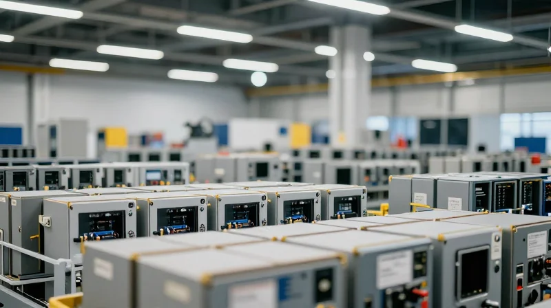 The Ubytelink Advantage in ISP Optimization A professional photograph of a high-tech logistics and distribution hub for network equipment.