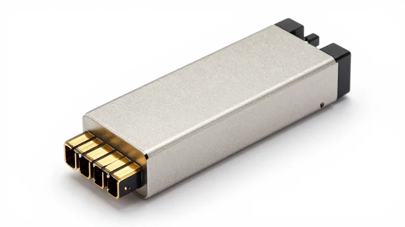 Ubytelink Engineering: Built for Mission-Critical Reliability Close-up shot of a high-performance fiber optic transceiver module emphasizing precision engineering.
