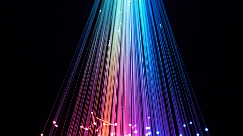 Abstract digital data streams representing the transition from BiDi to CWDM/DWDM multiplexing.