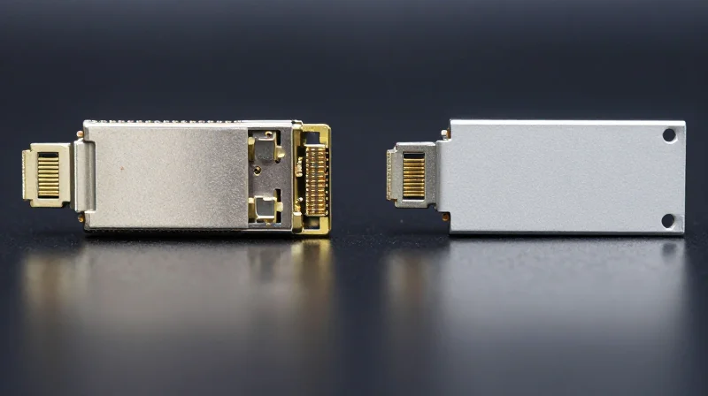 Side-by-side comparison of a premium Ubytelink module and a generic module on a dark surface.