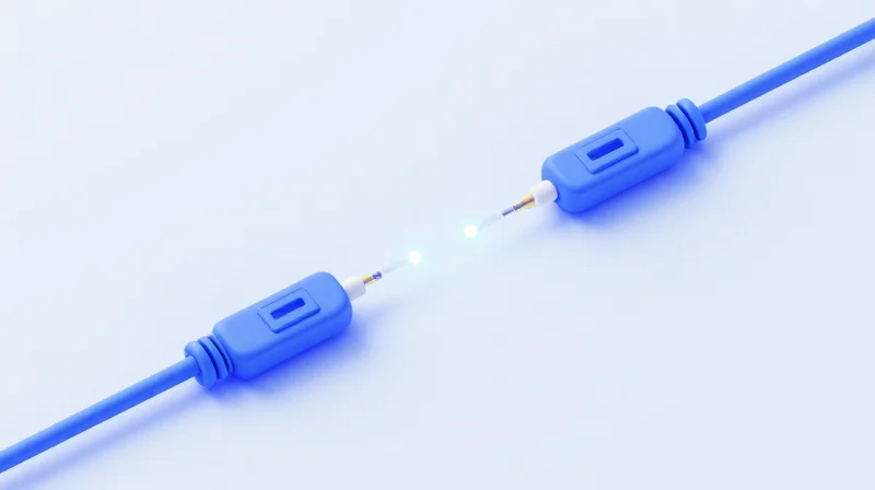 Understanding 10G SFP+ BIDI Technology: How Single-Fiber Communication Works Isometric 3D illustration showing bidirectional data flow on a single fiber optic cable.