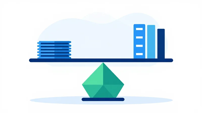 A flat vector illustration representing cost optimization and value, showing balanced scales with tech components and currency symbols.