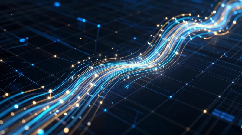 The Rise of 400G in Arista-Based Network Architectures Abstract visualization of 400G high-speed data streams in a dark digital network environment.