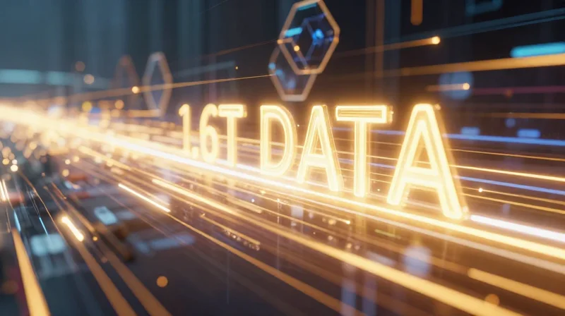 Future-Proofing Your Infrastructure: Moving Toward 1.6T Futuristic conceptual art representing the next generation of 1.6T networking speed with fast light trails.