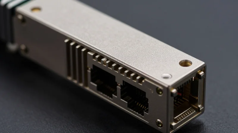 Power Consumption and Thermal Efficiency Macro close-up of a high-performance network interface card focusing on the heat sink and cooling architecture.
