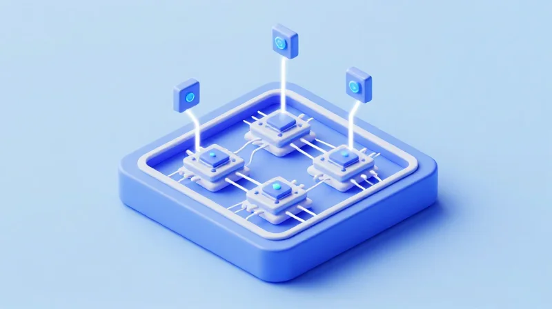 An isometric 3D model showing the internal modular components and sensors of a network device.