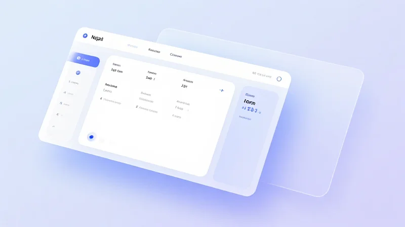 A modern, minimalist software interface concept with glassmorphism and pastel gradients.