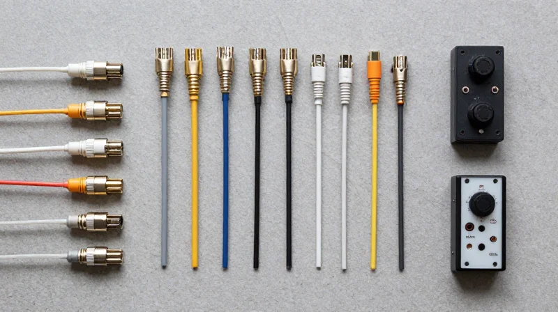 Impact of Connectors, Splices, and Environmental Factors Neatly arranged fiber optic connectors, splices, and tools on a neutral background.
