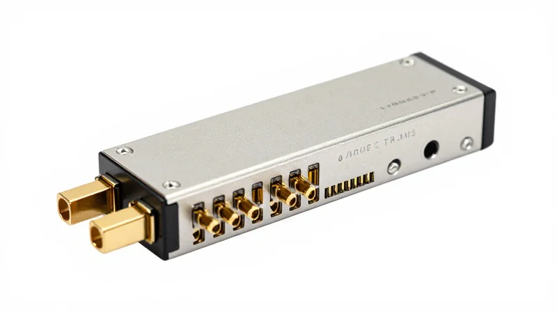 A high-precision optical transceiver module showing internal technical components.