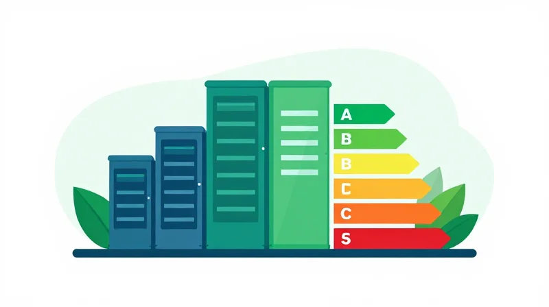 Sustainability and Energy Efficiency in the Data Center Minimalist illustration representing the energy efficiency and sustainability of data center cooling solutions.