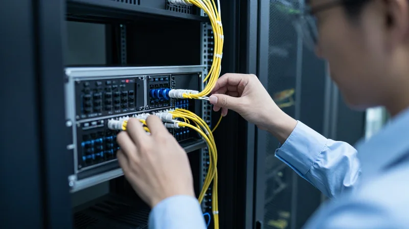 Why Precision Testing is Essential for Mission-Critical Infrastructure A professional technician monitoring network integrity in a high-tech server room.