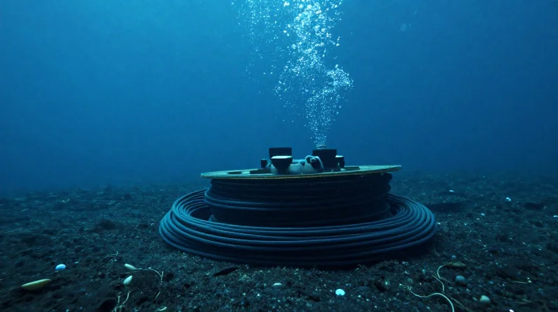Real-World Applications: From Data Centers to Subsea Cables A visual representation of subsea fiber optic cables on the ocean floor connecting global networks.