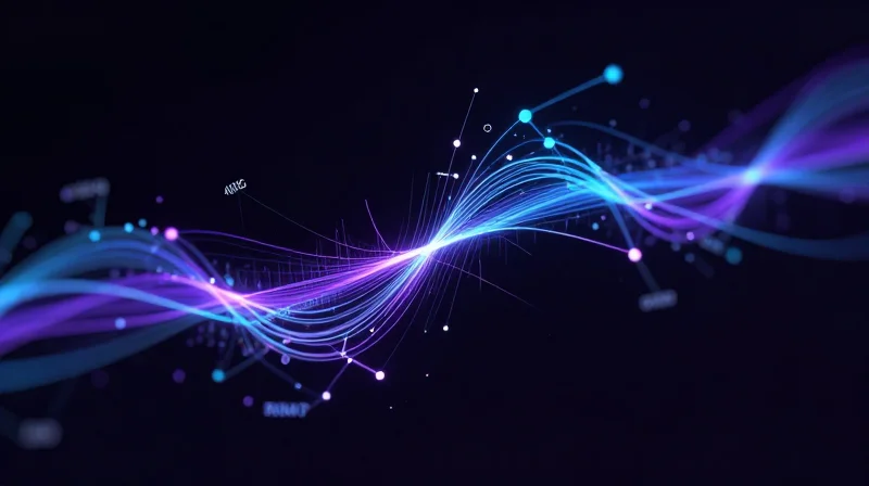 The Critical Role of BER Testing in 400G and 800G Networks Abstract visualization of high-speed data streams in a fiber optic network environment with glowing light trails.