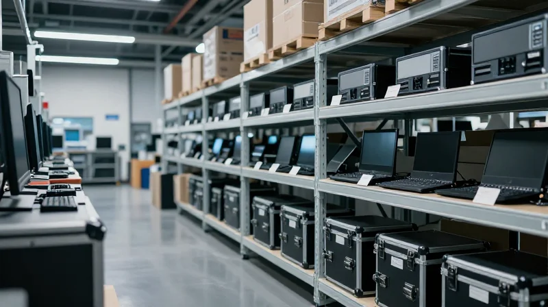 Supply Chain Resilience: Why Ubytelink is the Preferred Partner Photorealistic view of a modern high-tech logistics center with organized electronic hardware shipments.