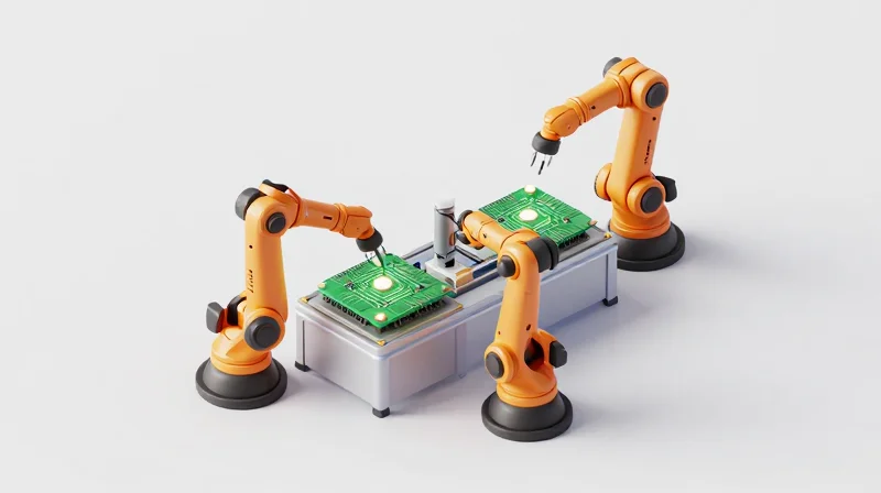 Integrating Wholesale BER Modules into Production Lines Isometric 3D model of an automated manufacturing line with integrated testing modules.