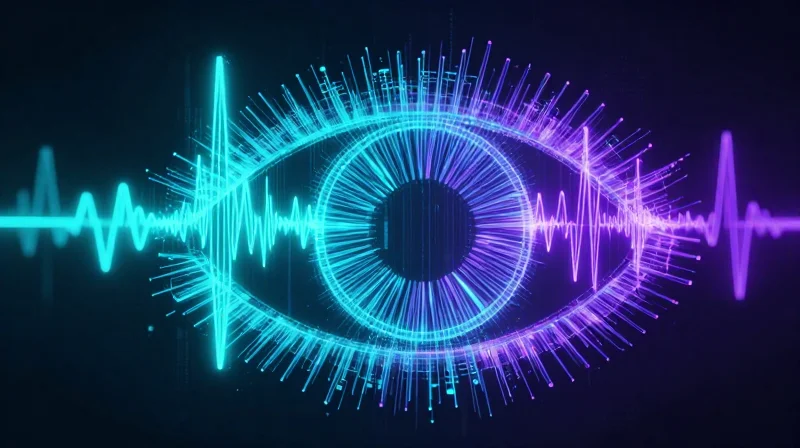 The Fundamentals of Eye Diagram Analysis in Optics Abstract digital eye diagram visualization with overlapping glowing signal waves on a dark tech background.