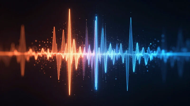 Key Metrics: Jitter, Noise, and the Eye Opening Abstract representation of electrical jitter and signal noise as distorted light particles.