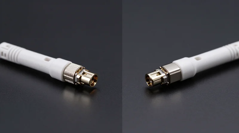 Side-by-side comparison of a multi-fiber MPO cleaner and a single-fiber LC cleaning tool.