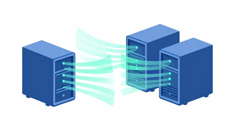 Flat vector illustration showing a server rack surrounded by cooling blue air flows and low-power energy icons.