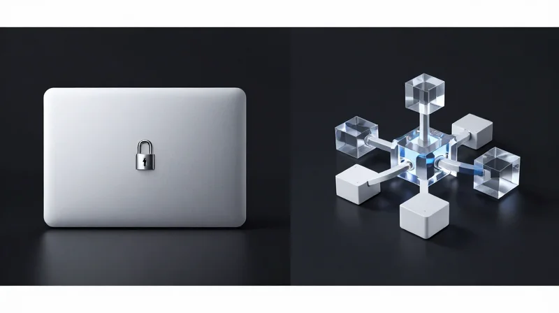 A visual comparison between a closed silver box and an open interconnected structure representing different ecosystem philosophies.