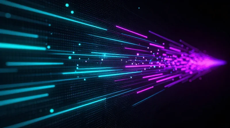 Abstract data streams and light trails representing real-time communication performance.