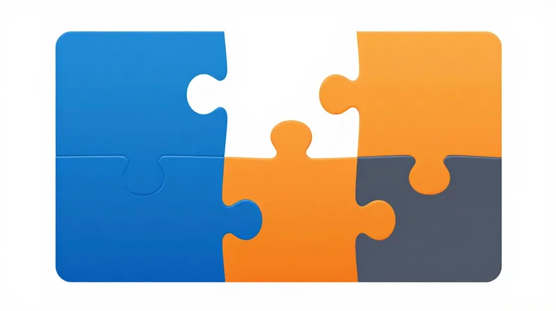 A flat vector illustration showing modular puzzle pieces fitting into multiple structures.
