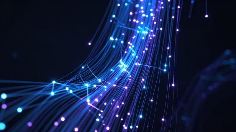 Defining Interoperability Testing (IOT) in Modern Networking Abstract digital network connectivity with glowing data streams and nodes representing interoperability.