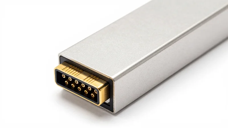 Close-up studio shot of a high-speed optical transceiver module on a white background.
