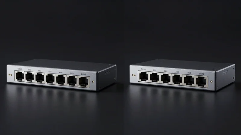 Solving the Compatibility Crisis in Multi-Vendor Environments Two identical networking modules placed side-by-side on a dark surface to represent cross-platform compatibility.