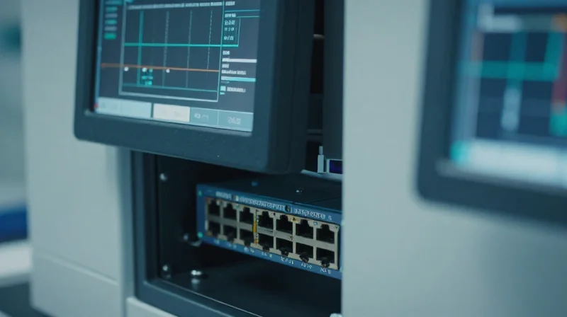 Rigorous Testing Protocols: The Zero-Failure Mandate Close-up of a network switch being tested in a professional laboratory environment with specialized diagnostic equipment.