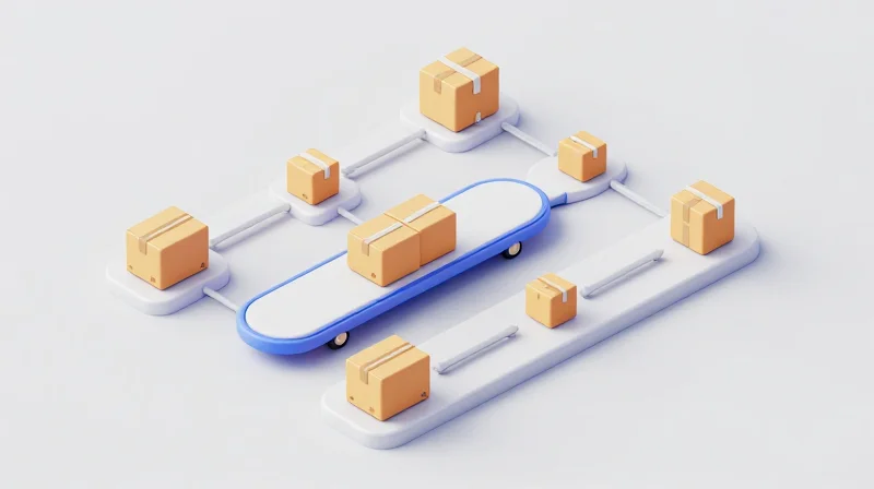 Isometric representation of a streamlined hardware replacement logistics process.