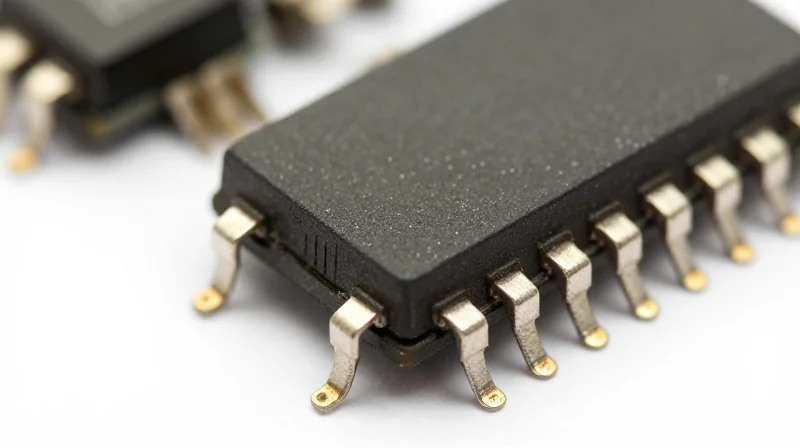 Macro view of a transceiver circuit board focusing on the memory chip.