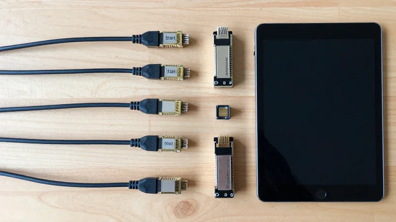 A flat lay arrangement of networking hardware and logistical tools.