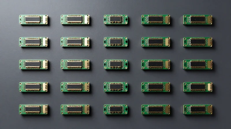A neatly organized collection of networking transceiver modules representing wholesale inventory.