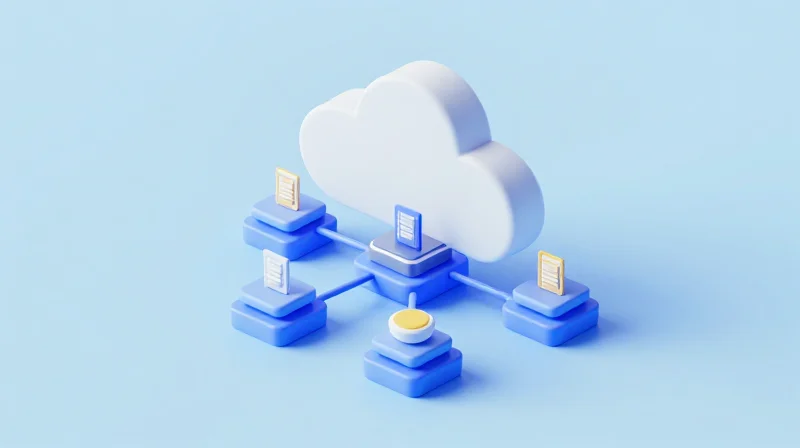 Isometric 3D illustration of a modular networking hardware system.