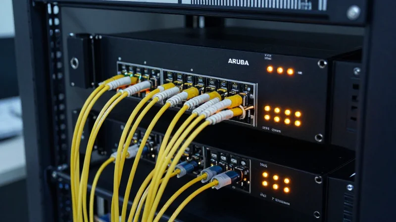 A specialized laboratory setup for stress-testing networking hardware modules.