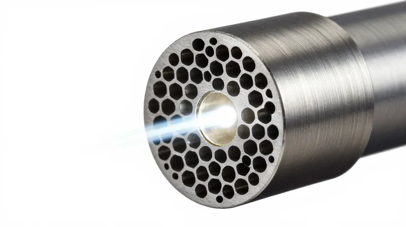 Optical Fiber Technologies: From SMF to Hollow Core Extreme macro shot of a hollow core optical fiber with internal light propagation.