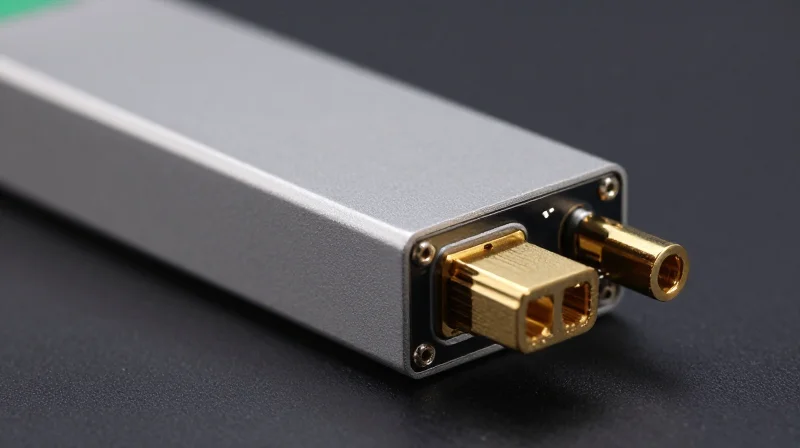 Close-up macro shot of a high-performance network transceiver module for HFT.
