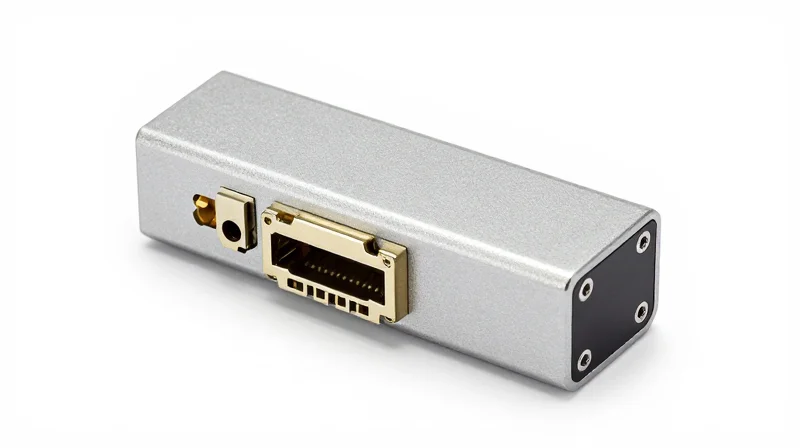 Professional studio shot of a high-performance SFP+ optical transceiver on a white background.