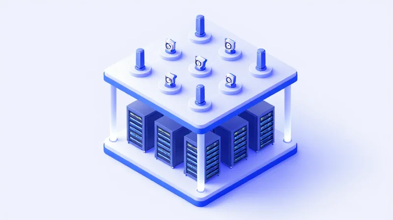Isometric diagram showing two levels of network data flow between sensors and core data centers.